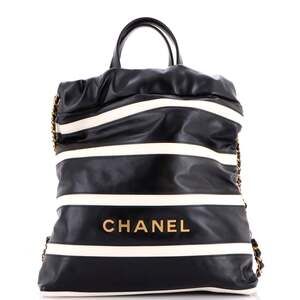 Chanel 22 Chain Backpack Striped Shiny #256590C49B